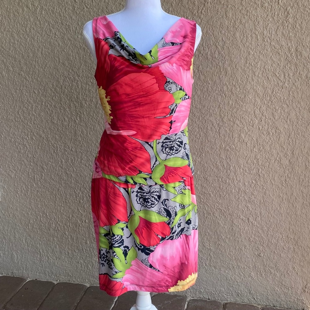 MICA Floral Skirt SetPink Green Tropical Hawaii Island Vibes Sz S